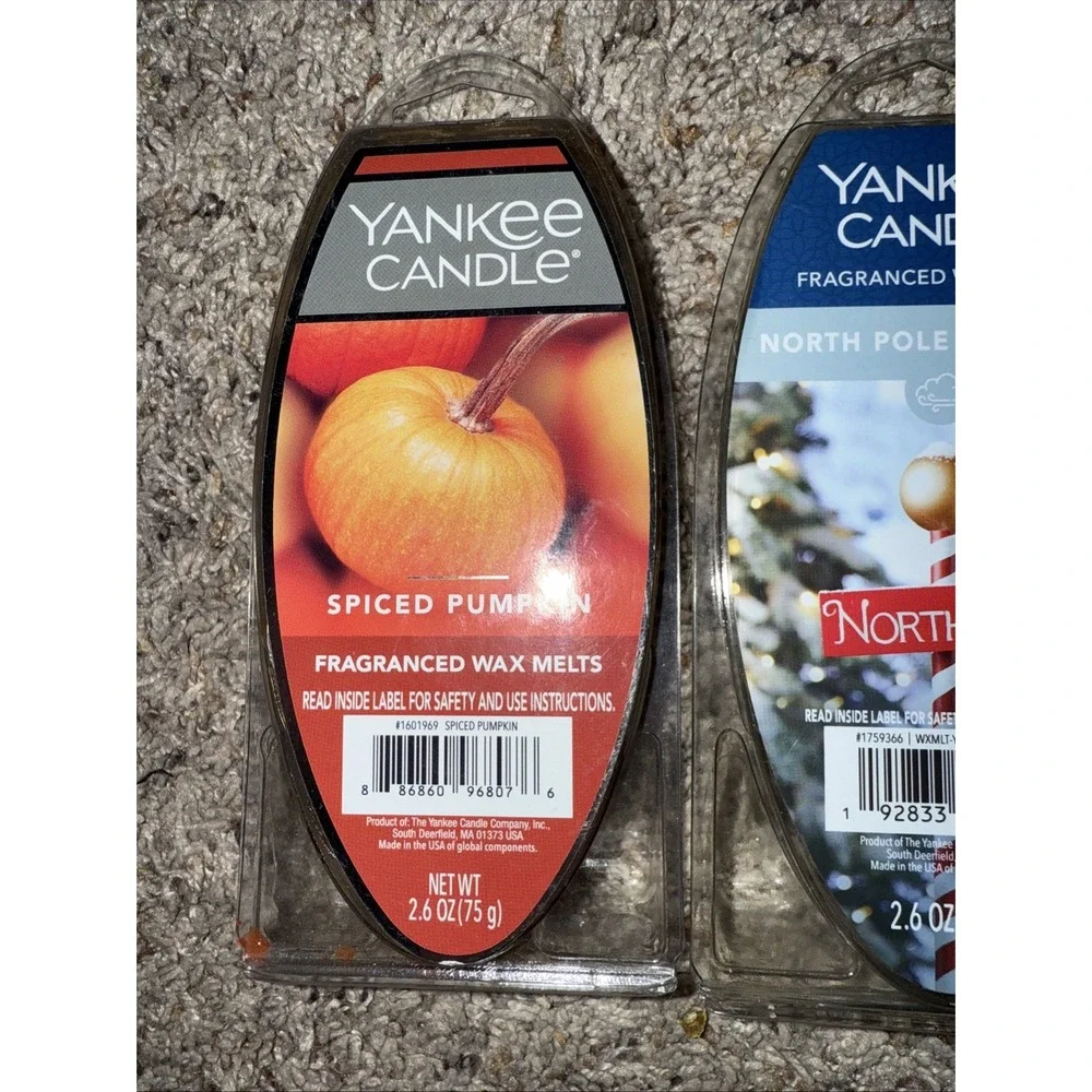 Yankee Wax Melts Set Of 3 Packs Yankee Candle Spiced Pumpkin North Pole Paddling
